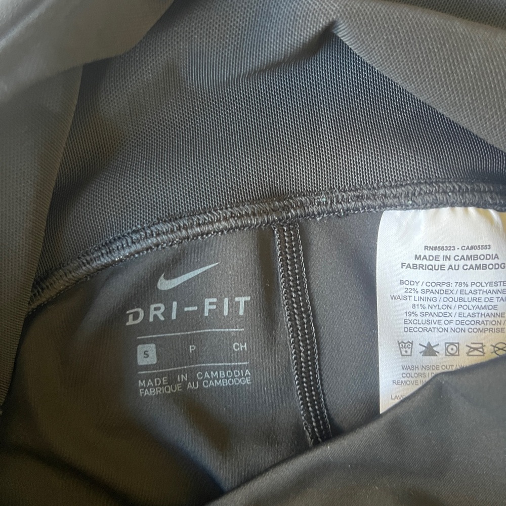 Nike Black Leggings with Purple and Yellow Diagonal Stripe Accents - Picture 6 of 10